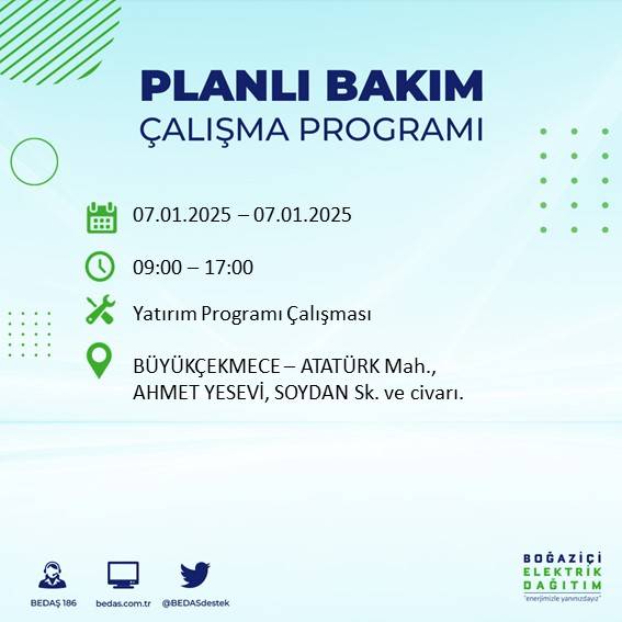 İstanbul'un neredeyse her ilçesinde elektrik kesintileri yaşanacak: BEDAŞ duyurdu 22